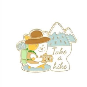 Funny Travel Adventure Corgi Dog “Take A Hike” Metal Enamel Pin Brooch